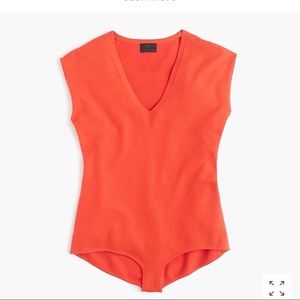NWT small JCrew Cashmere body suit Gauguin orange